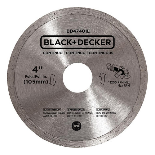 Disco Diamantado 4'' - 105mm Liso Black+decker - Bd47401l-br