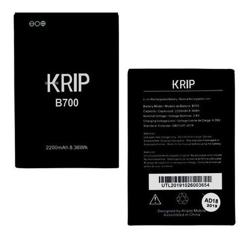 Bateria Pila Krip K7 B700 2200 Mah Crip Kripp Krip7 Nueva 