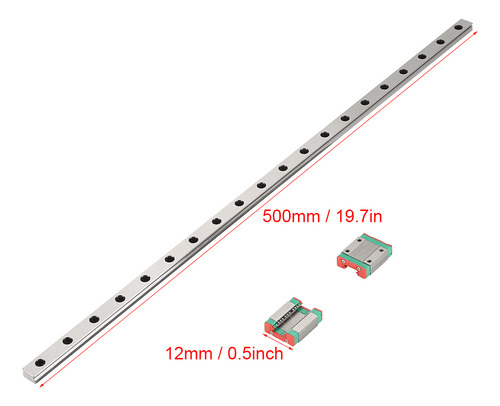 Bloco De Trilho Linear: 1 Peça, 500 Mm, Guia Em Miniatura Mg