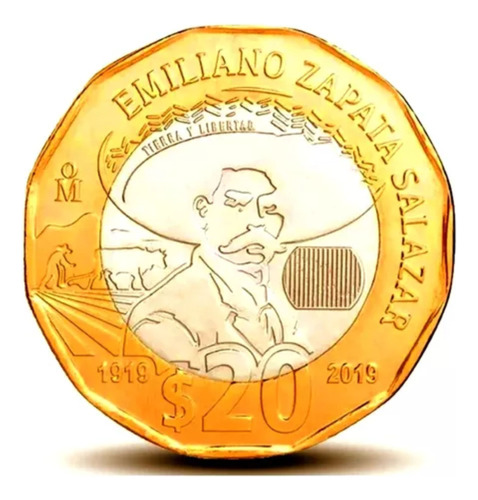 Moneda Conmemorativa De $20 Pesos - Emiliano Zapata Salazar