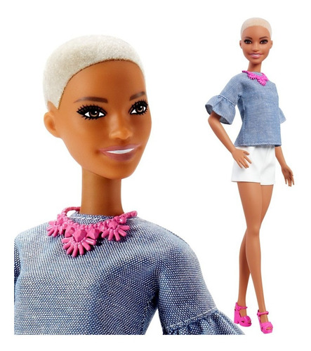 Barbie Fashionista #82 Rubia Rapada Tacones Fucsia Fnj40