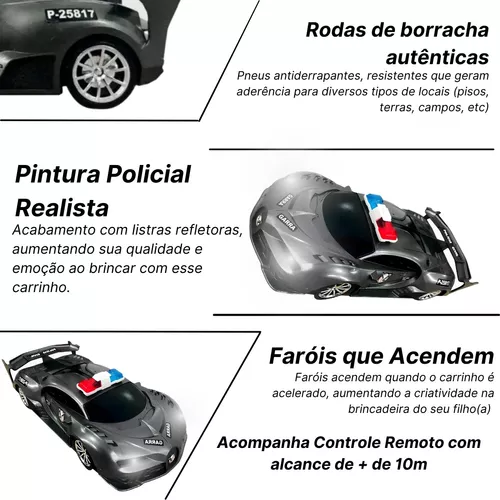 Carrinho Carro Controle Remoto Policial SP Brazil Brasil Garra