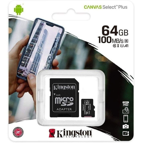 Memoria Micro Sd Xc + Adaptador Sd 64gb Kingston Clase 10