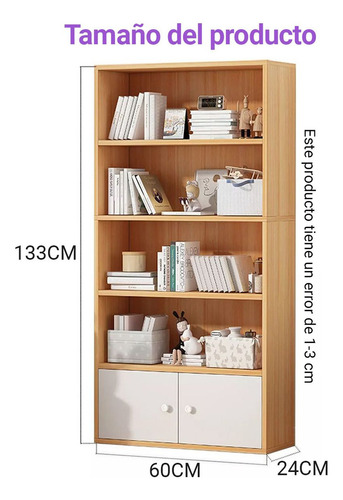 Libreros Madera Modernos Con 2 Puertas Y 4 Niveles Estantes