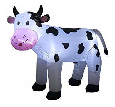 Inflable Vaca Navideña 6ft Con Luces Led