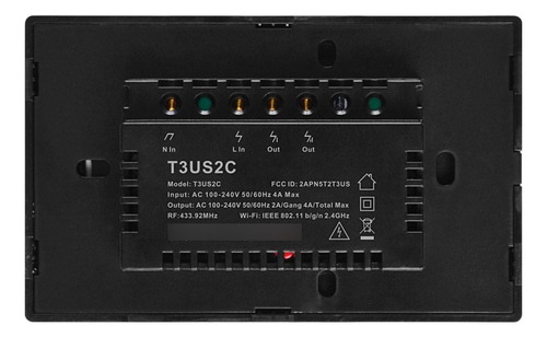 Sonoff T3us2c Tx Interruptor Wifi Rf433mhz 2 Teclas