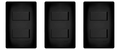 Kit 3 Interruptores Duplo Simples 4x2 Preto Fosco Black Fame