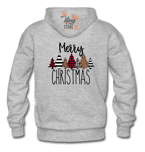 Poleron Con Cierre, Merry Christmas, Pinos Diseño Navideño, Navidad, Xxxl / Thekingstore