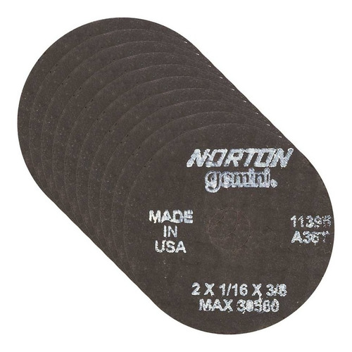 10 Discos Norton T01-2x1/16x3/8puLG