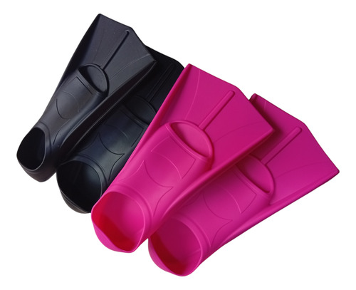 Aletas Natación Silicona 2 Pares 4-5mx Entrenamiento Semi N Rosa Chicle Y Negro Intenso (Usado)