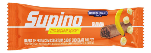 Barra de Frutas Banana Cobertura Chocolate ao Leite Supino Pacote 24g