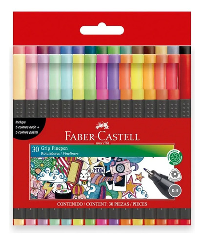 Microfibras Faber Castell Grip Finepen X 30 Colores 