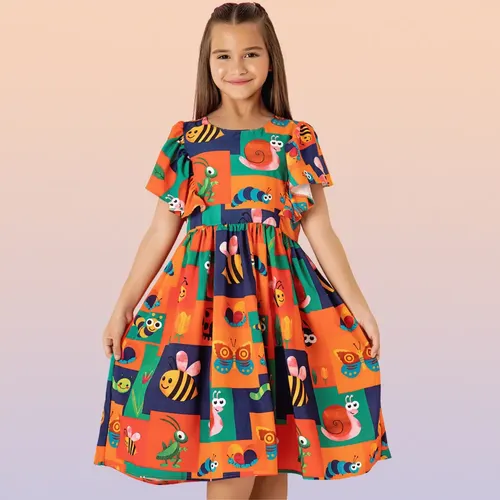 Flor Bambini Vestido Infantil Menina Festa Mini Diva Colorido Babado