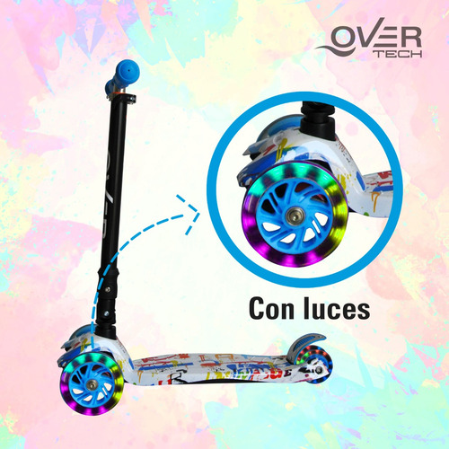 Imagen 7 de 10 de Monopatin Overtech Plegable Niños 4 Ruedas Led Reforzado 80k