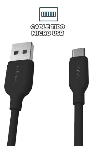 Cable V8 Micro Usb para carga y datos Color Negro