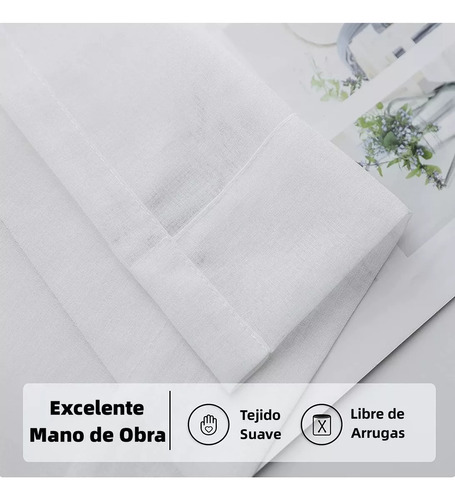 Cortina Traslucida Para Sala Dormitorio 140*260cm 2 Paneles Blanco