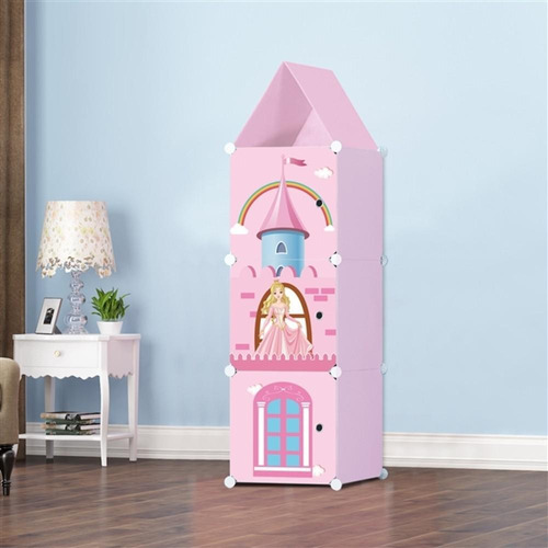 Guarda Roupa Castelo Infantil Organizador De Brinquedos Rosa