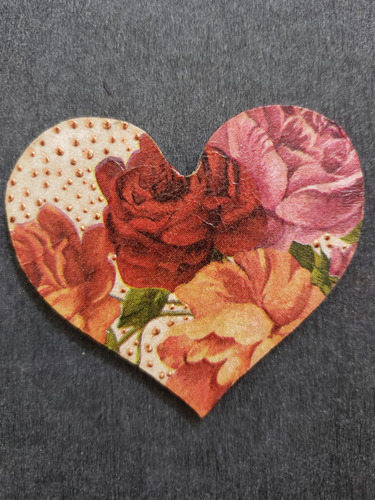 Imán Magnético Decoración Corazón Artesanía Rosas. Nevera