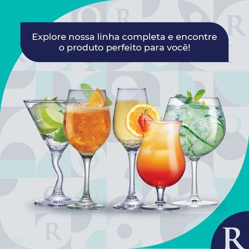 Jogo de Taça de Vidro com Filete de Ouro Martini 6pcs 225ml