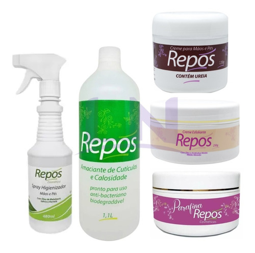 Kit Repos-spray+amaciante+creme +esfoliante+parafina