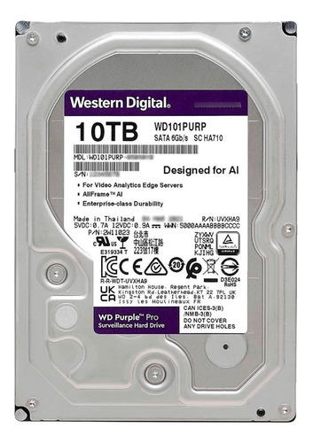 Imagen 1 de 2 de Disco Duro Interno Western Digital Purple Pro Wd101purp 10tb