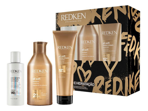  Kit Redken All Soft - Shampoo 300ml E Máscara E Pré Sh