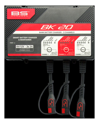 Imagen 3 de 9 de Cargador De Batería Inteligente Para Moto Bs Bk-20 6v/12v