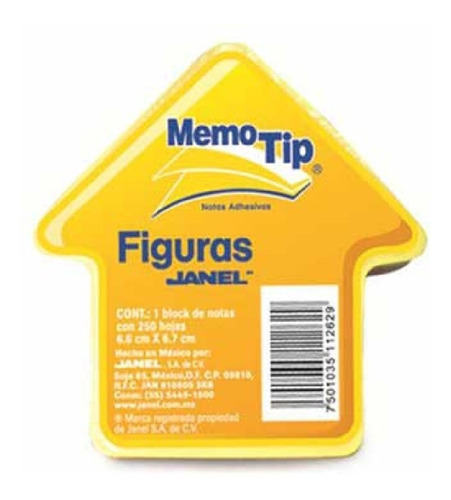 Notas Adhesivas Janel Memo Tip Figuras 3x3 C/250 Figura Flecha