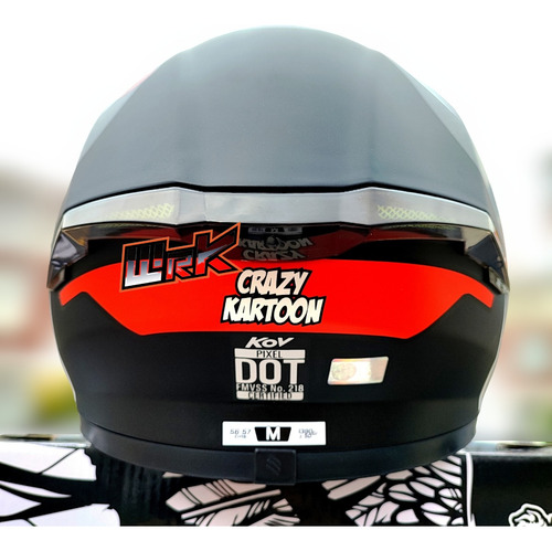 Casco Moto Negro Blanco Kov Pixel Integral Certificado Rojo