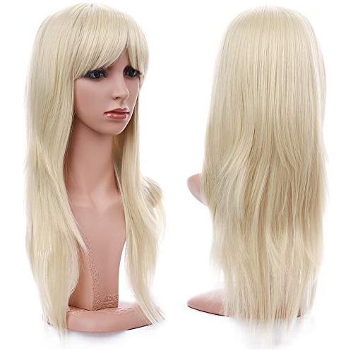 S Noilite Mujeres Larga Claseado Blonde Rubia Full Wig ...