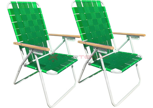 2 Sillon Playero Plegable Reposera Acero 5 Posiciones 120 K