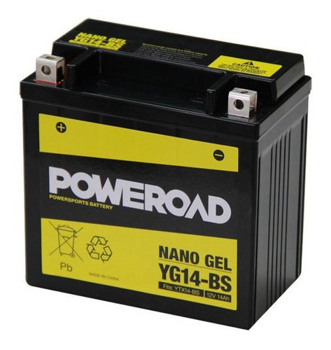 Imagen 1 de 1 de Bateria Moto Poweroad Ytx14-bs = Btx14 = Yg14l-bs = Yg14-bs