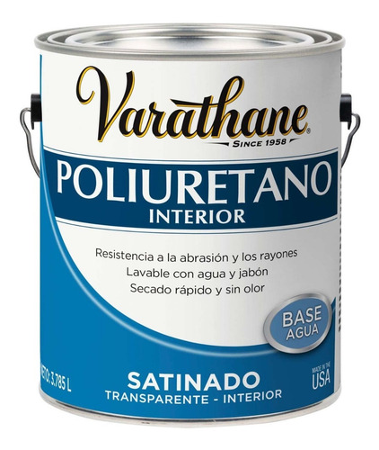Imagen 1 de 4 de Varathane Laca Transparente Satinado Para Madera 3.78 L