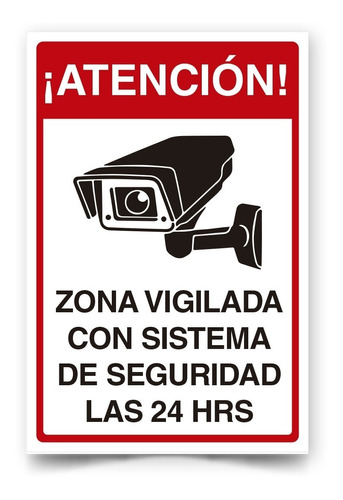 Señal Atención Zona Vigilada Con Cámaras 30x20cm Metalica