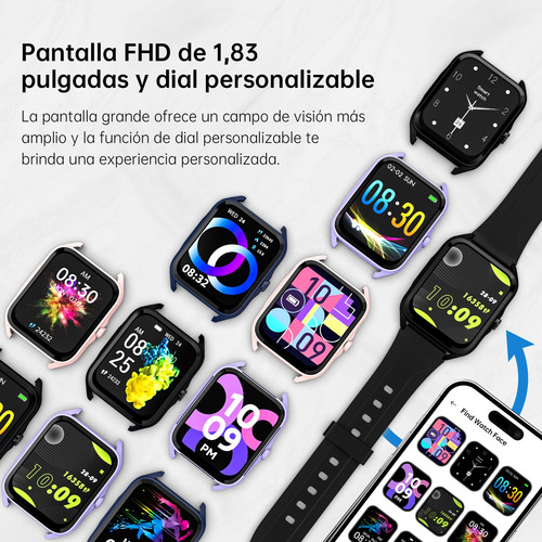 Reloj Inteligente Unisex G-tide Q1 Con Notificación De Mensajes, Asistente De Voz Inteligente Para Ios/android, Salud Deportiva, Resistente Al Agua