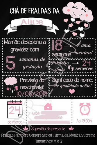 Imagem 2 de 3 de Convite Chuva De Amor (benção) - Chá De Fralda Digital