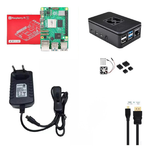 Kit Raspberry Pi 5 Pi5 B 8gb Fonte, Case, Hdmi