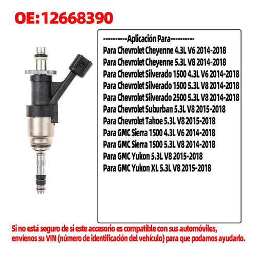 Y1z 4pcs Inyectores De Combustible Para Gmc Yukon Yukon Xl