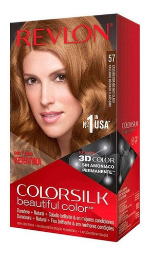 Kit Tintura Revlon  Colorsilk beautiful color™ tono 57 castaño dorado muy claro para cabello
