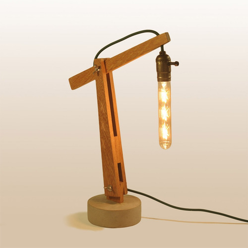 Imagem 1 de 4 de Luminária Abajur Mesa Design Moderno Artesanal Madeira