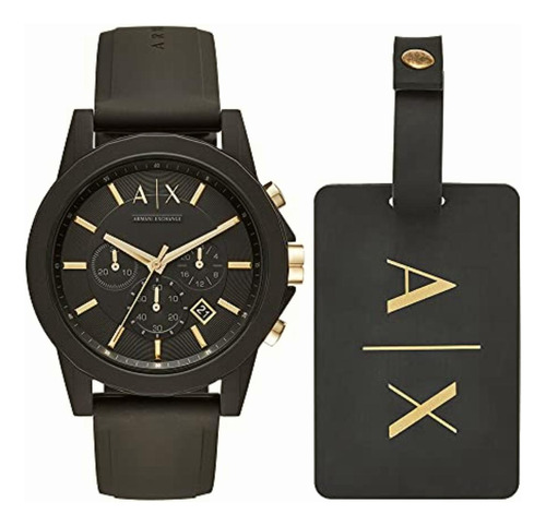 Reloj Armani Exchange Ax7105 De Silicón Color Negro Para