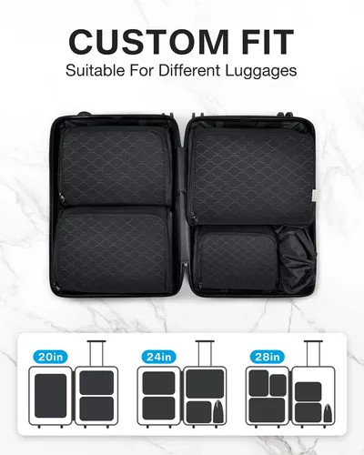 Cubos de embalaje de compresión para maletas, BAGSMART 6 Set de cubos  organizadores de viaje para