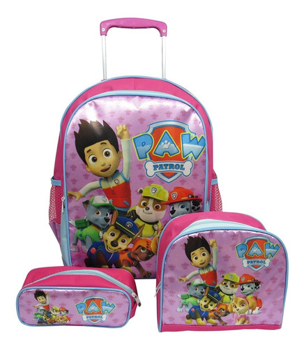 Kit Escolar Mochila Patrulha Canina De Rodinhas G Feminina