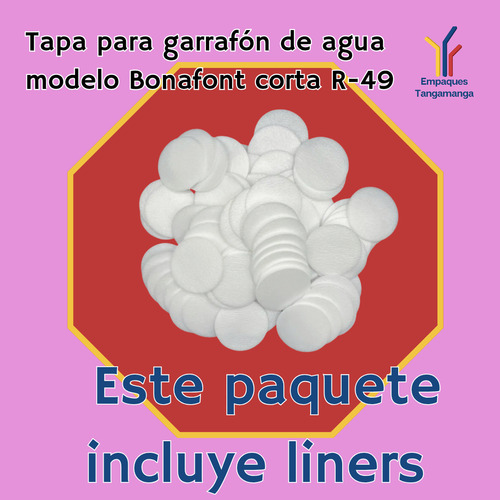 Tapa Con Liners Modelo Bonafont R49 Para Garrafón De 19/20 L Naranja Tapa Con Liners Modelo Bonafont R49 Para Garrafón De Agua Purificada De 19/20 Litros 500pz