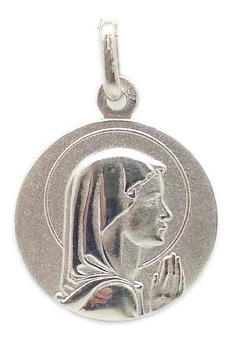 Medalla Virgen Niña - Plata 925 Blanca - Grabado - 18mm