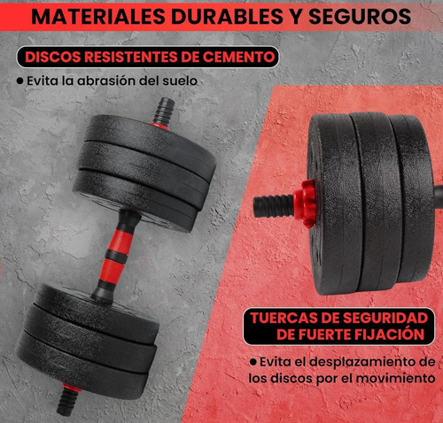 Set 2 Mancuernas 10 Kilos En Total Mas Barra Entrenamiento