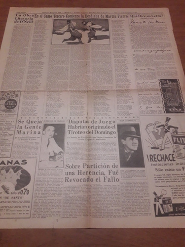 Diario Critica 19 09 1934 Martín Fierro Avellaneda Oneill 