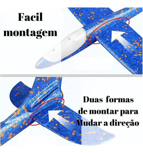 Avião Planador De Isopor Com Led Colorido Manual E Flexível