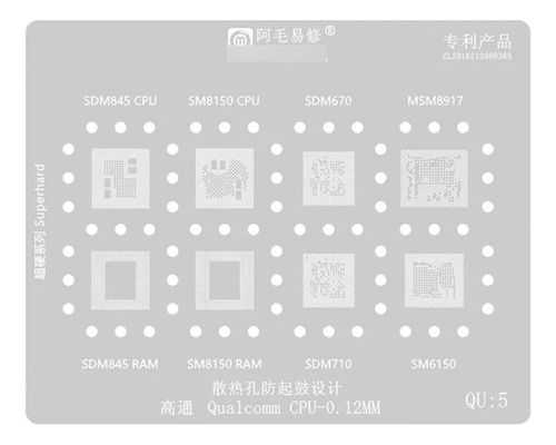 Stencil Reballing  Qu5 Sdm845 Sm8140 Sm8150 Sdm670