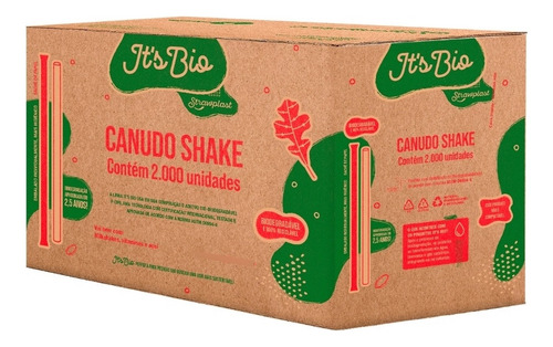 Canudo Bio Shake Sache Papel 8 Mm Cristal Pp C/ 2000 Un.